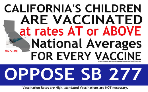 NO SB 277 California already has HIGH Vaccination Rates